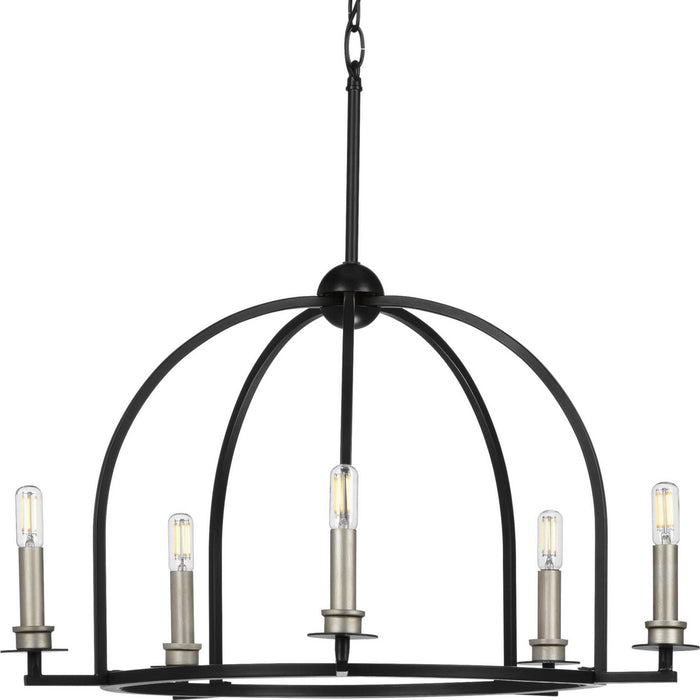 Progress Lighting P400115-031 Five Light Chandelier, Matte Black