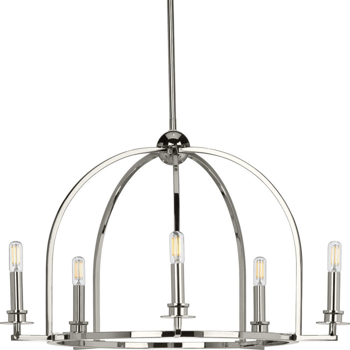Progress Lighting P400115-104 Five Light Chandelier, Polished Nickel