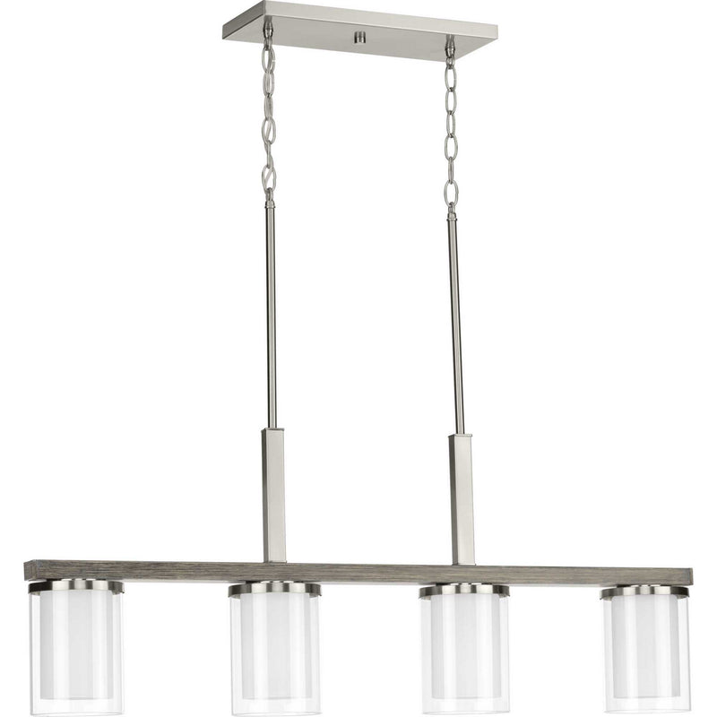 Progress Lighting P400190-009 Four Light Linear Chandelier, Brushed Nickel