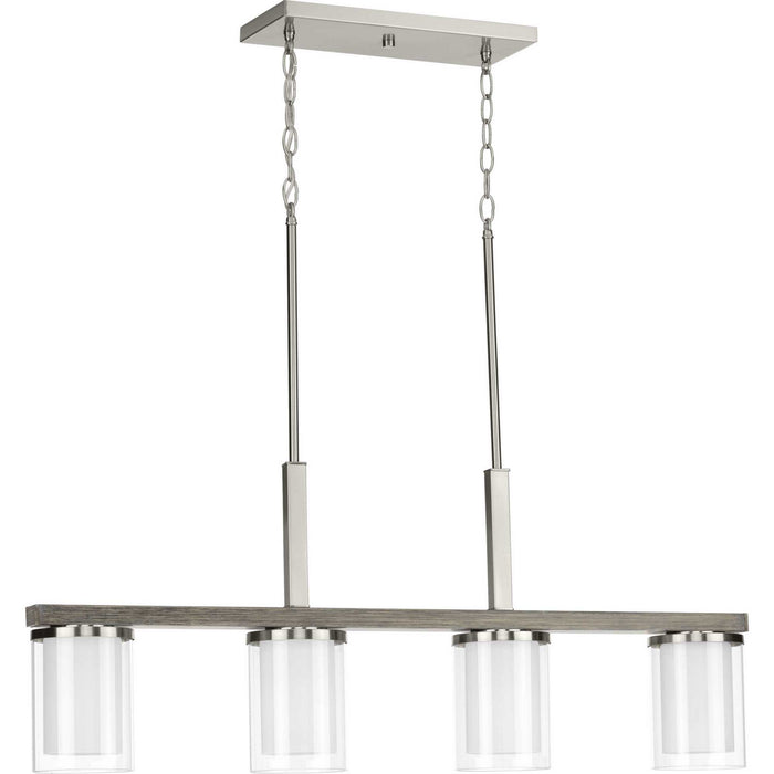Progress Lighting P400190-009 Four Light Linear Chandelier, Brushed Nickel