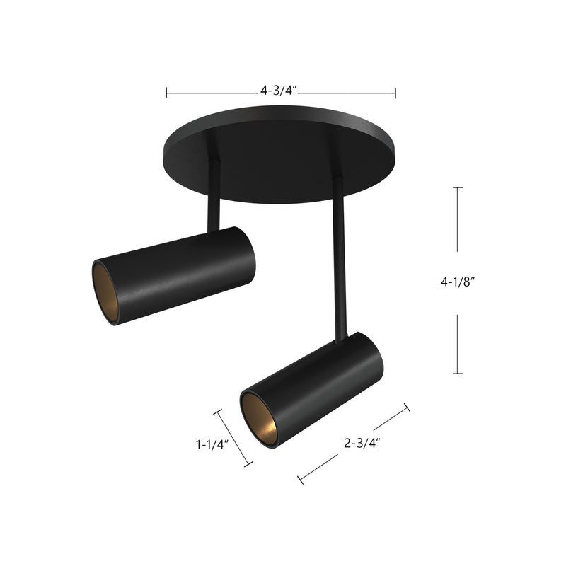 Kuzco Lighting SF15102-BK LED Semi-Flush Mount, Black