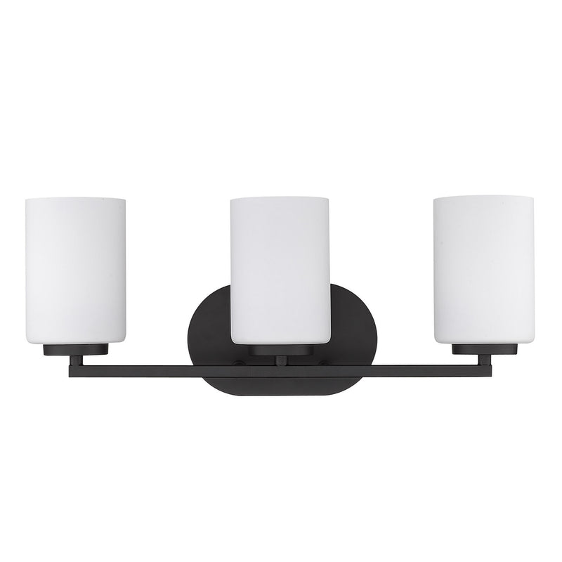 Golden 2243-BA3 BLK-OP Three Light Bath Vanity, Matte Black