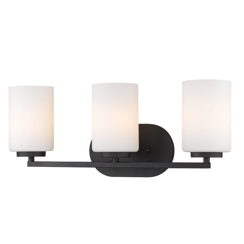Golden 2243-BA3 BLK-OP Three Light Bath Vanity, Matte Black
