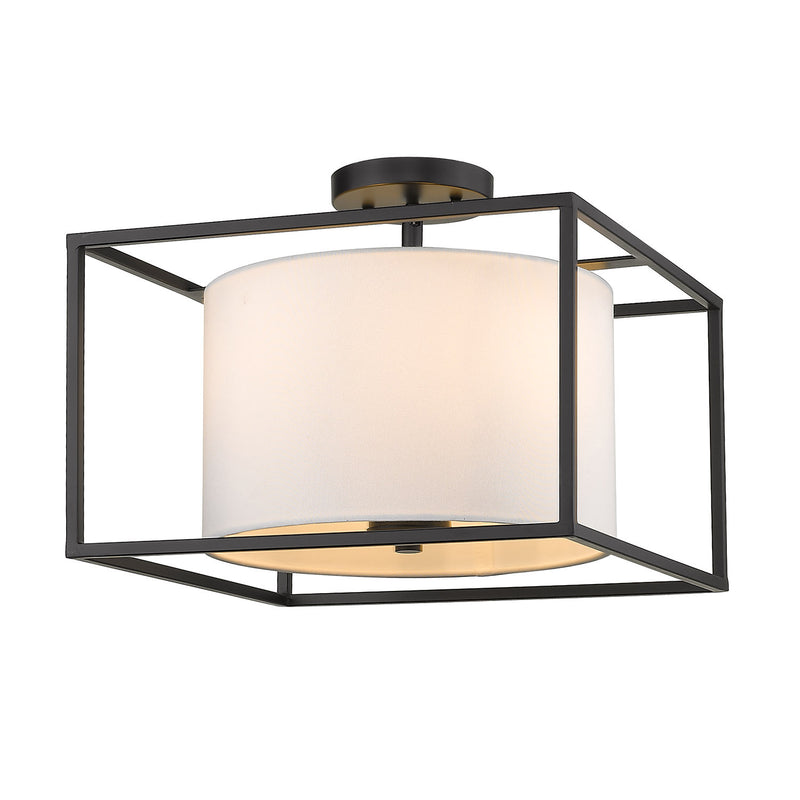 Golden 2243-SF BLK-MWS Three Light Semi-Flush Mount, Matte Black