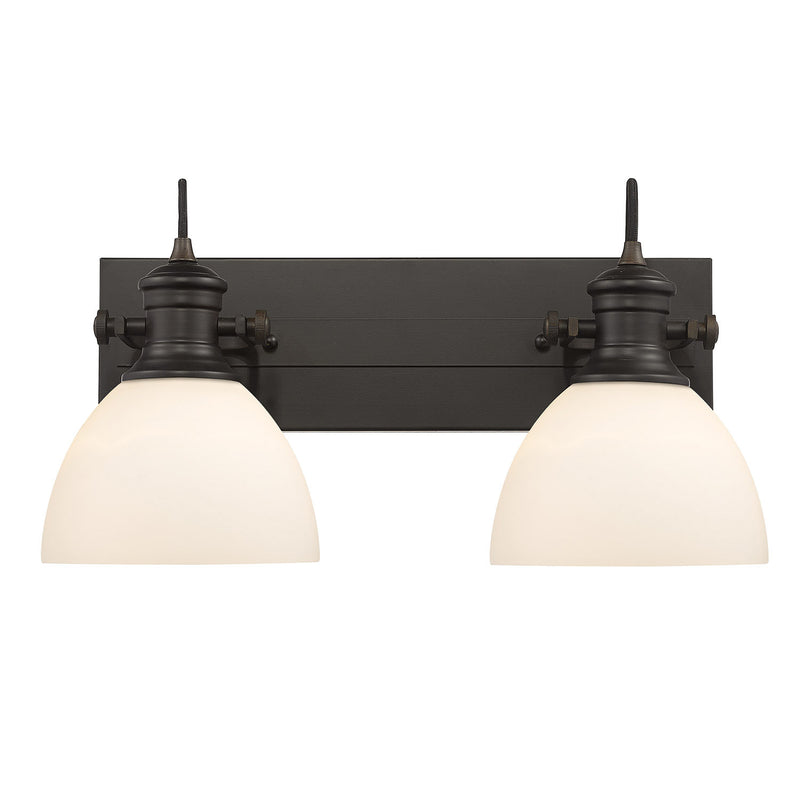 Golden 3118-BA2 RBZ-OP Two Light Bath Vanity, Rubbed Bronze