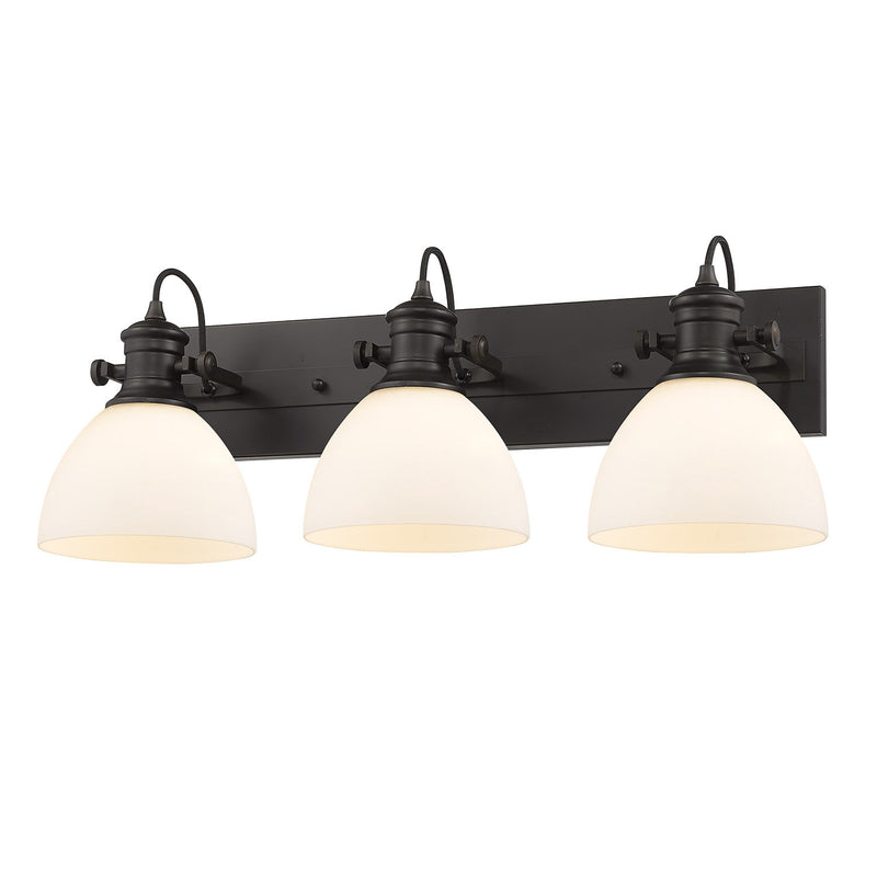 Golden 3118-BA3 RBZ-OP Three Light Bath Vanity, Rubbed Bronze