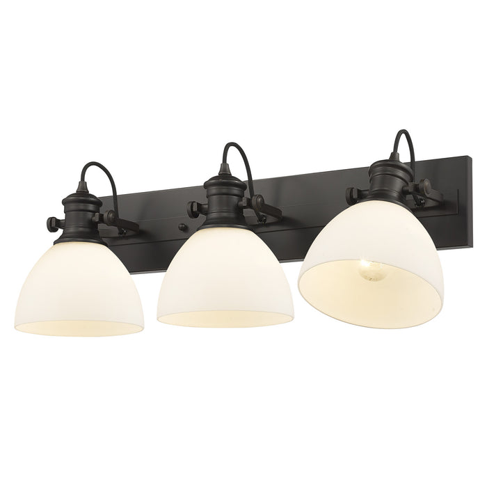 Golden 3118-BA3 RBZ-OP Three Light Bath Vanity, Rubbed Bronze
