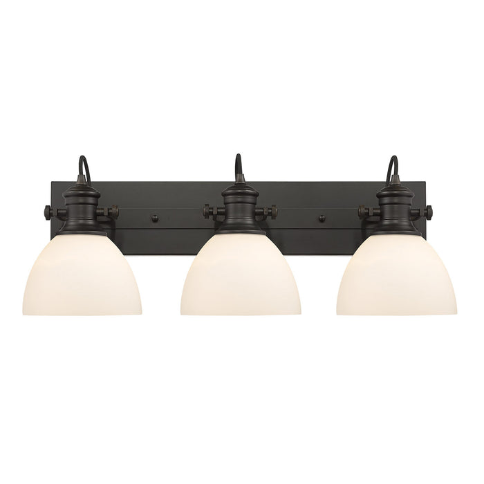 Golden 3118-BA3 RBZ-OP Three Light Bath Vanity, Rubbed Bronze