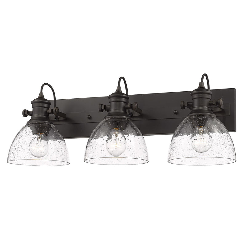 Golden 3118-BA3 RBZ-SD Three Light Bath Vanity, Rubbed Bronze