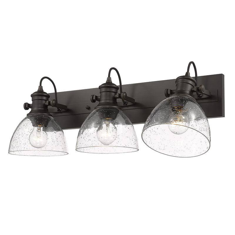 Golden 3118-BA3 RBZ-SD Three Light Bath Vanity, Rubbed Bronze