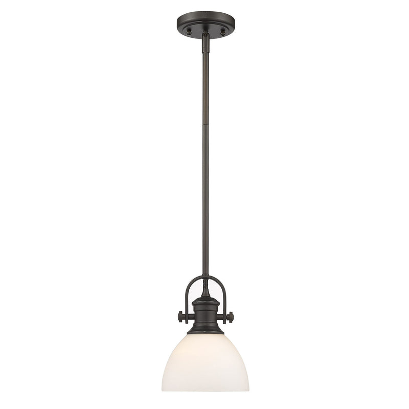 Golden 3118-M1L RBZ-OP One Light Mini Pendant, Rubbed Bronze
