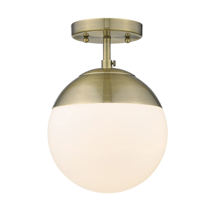 Golden 3218-SF AB-AB One Light Semi-Flush Mount, Aged Brass