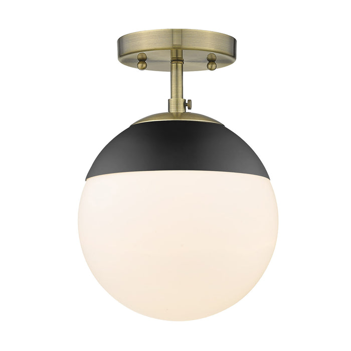 Golden 3218-SF AB-BLK One Light Semi-Flush Mount, Aged Brass