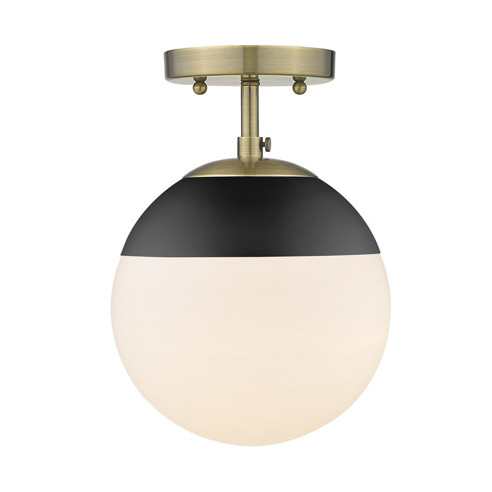 Golden 3218-SF AB-BLK One Light Semi-Flush Mount, Aged Brass