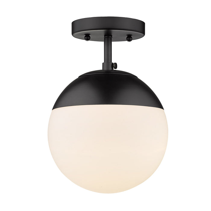Golden 3218-SF BLK-BLK One Light Semi-Flush Mount, Matte Black