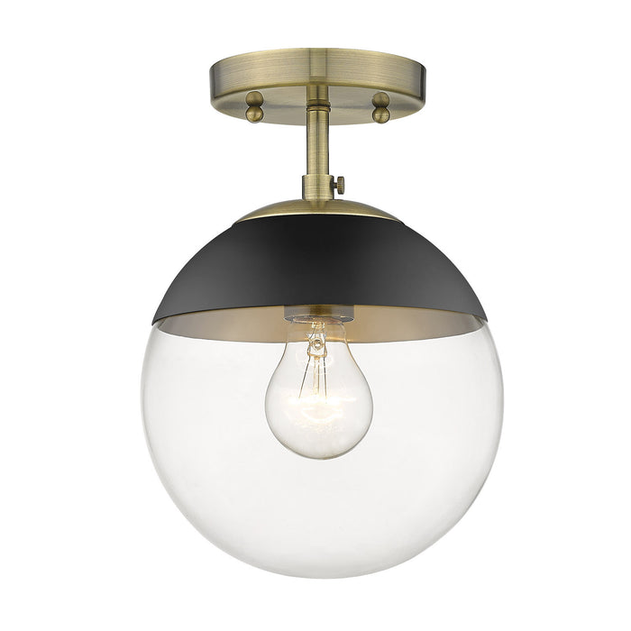 Golden 3219-SF AB-BLK One Light Semi-Flush Mount, Aged Brass