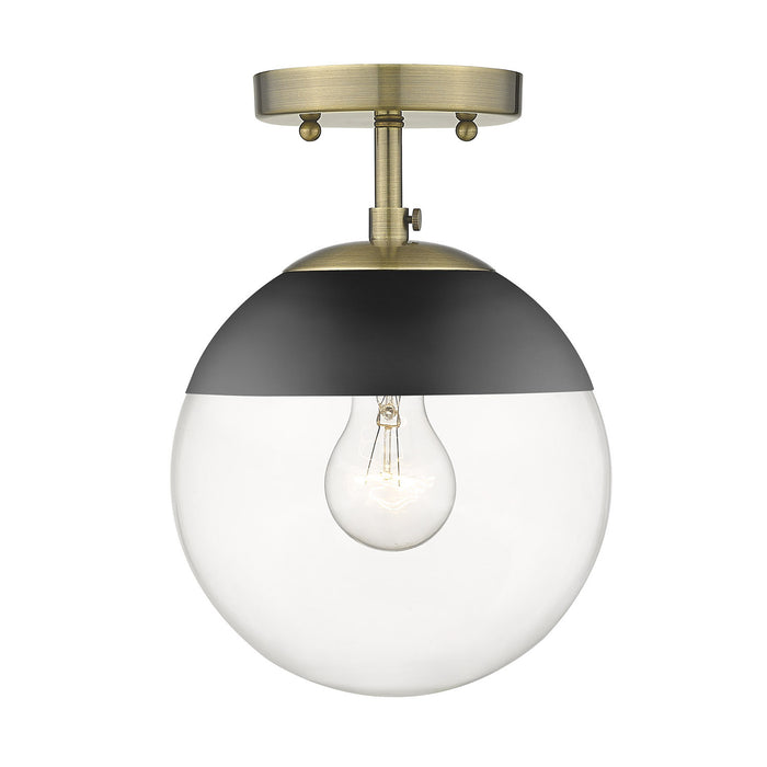 Golden 3219-SF AB-BLK One Light Semi-Flush Mount, Aged Brass