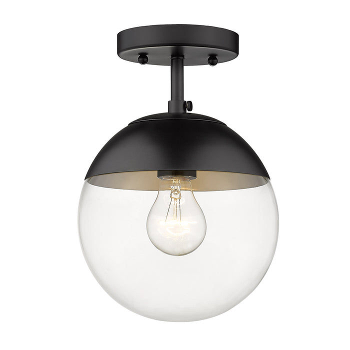Golden 3219-SF BLK-BLK One Light Semi-Flush Mount, Matte Black