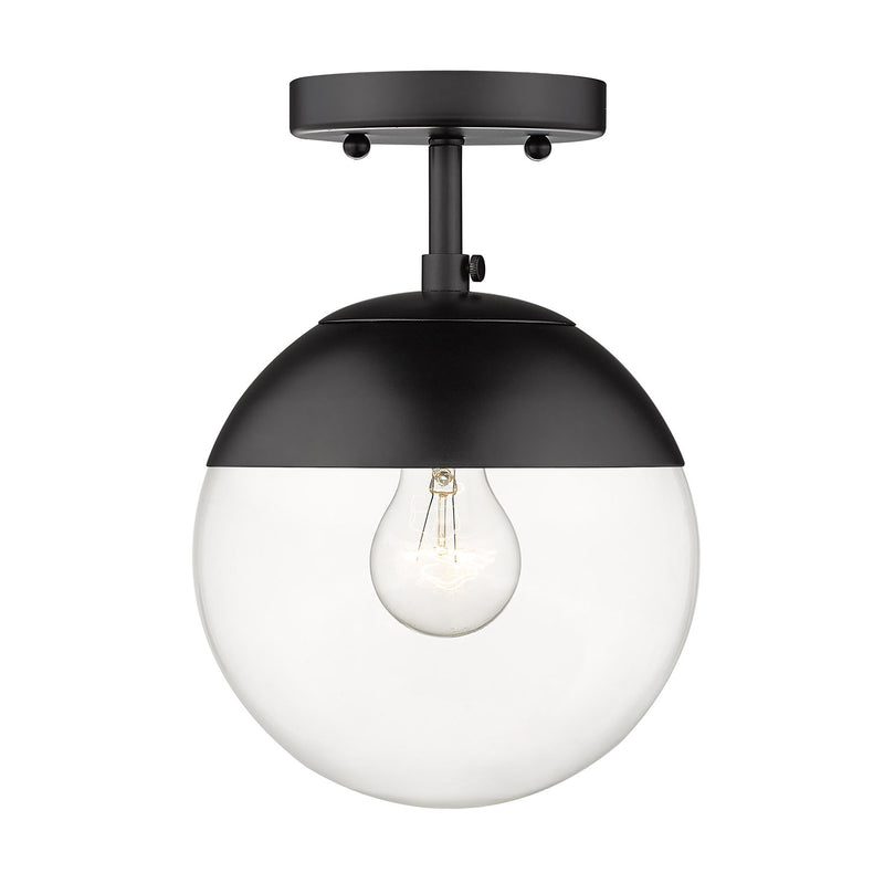 Golden 3219-SF BLK-BLK One Light Semi-Flush Mount, Matte Black