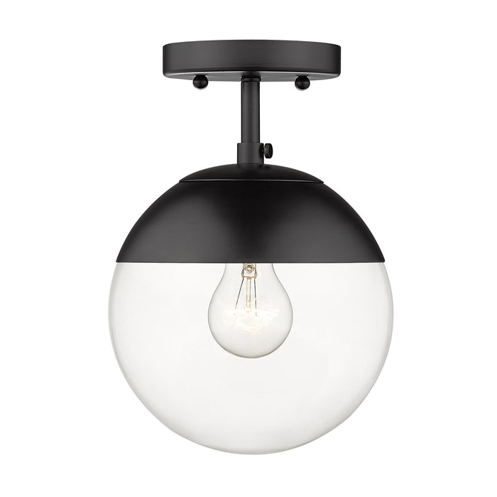Golden 3219-SF BLK-BLK One Light Semi-Flush Mount, Matte Black