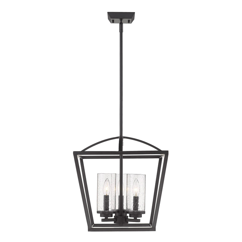 Golden 4309-3P BLK-BLK-SD Three Light Pendant, Matte Black