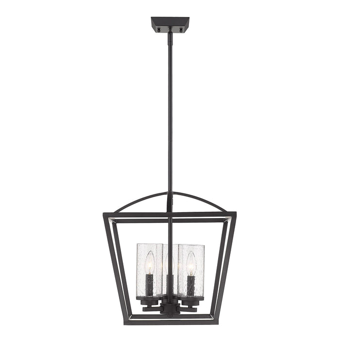 Golden 4309-3P BLK-BLK-SD Three Light Pendant, Matte Black