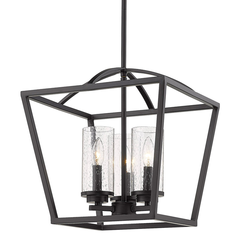 Golden 4309-3P BLK-BLK-SD Three Light Pendant, Matte Black