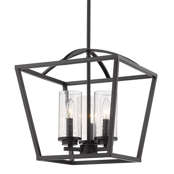 Golden 4309-3P BLK-BLK-SD Three Light Pendant, Matte Black
