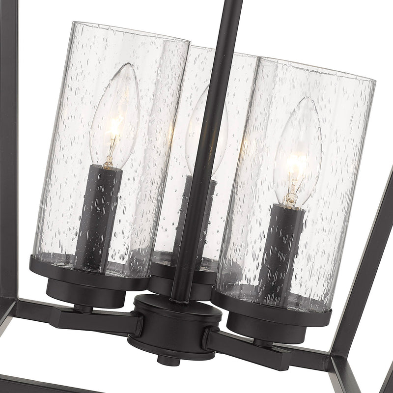 Golden 4309-3P BLK-BLK-SD Three Light Pendant, Matte Black