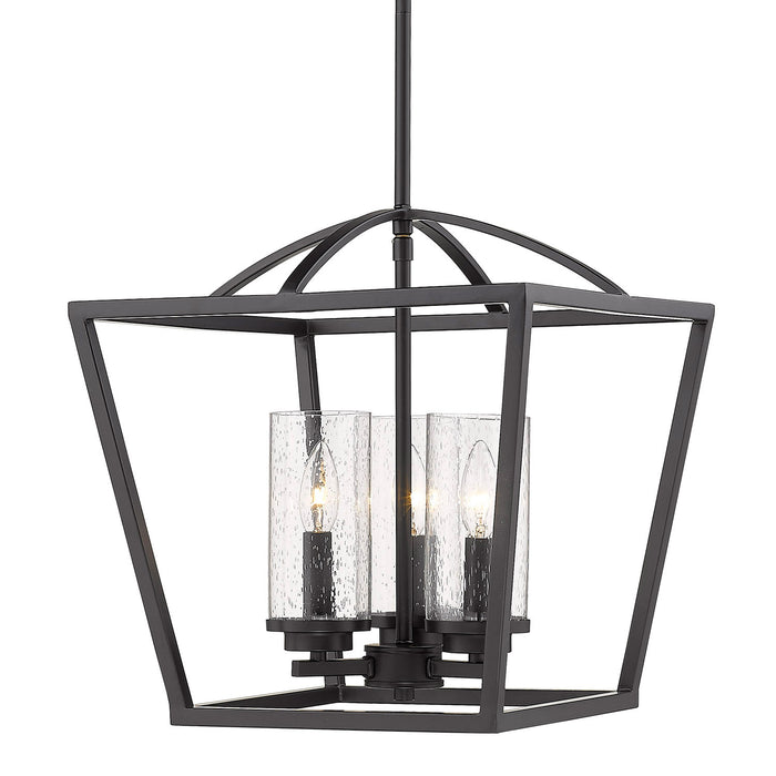 Golden 4309-3P BLK-BLK-SD Three Light Pendant, Matte Black