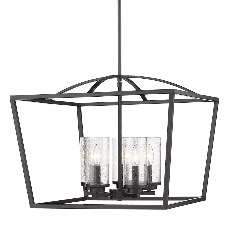 Golden 4309-5 BLK-BLK-SD Five Light Chandelier, Matte Black