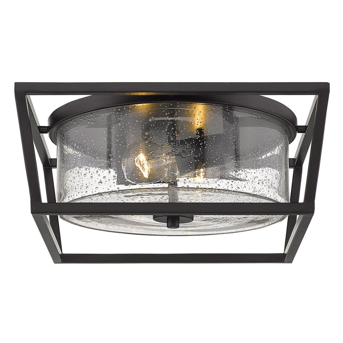 Golden 4309-FM BLK-BLK-SD Two Light Flush Mount, Matte Black