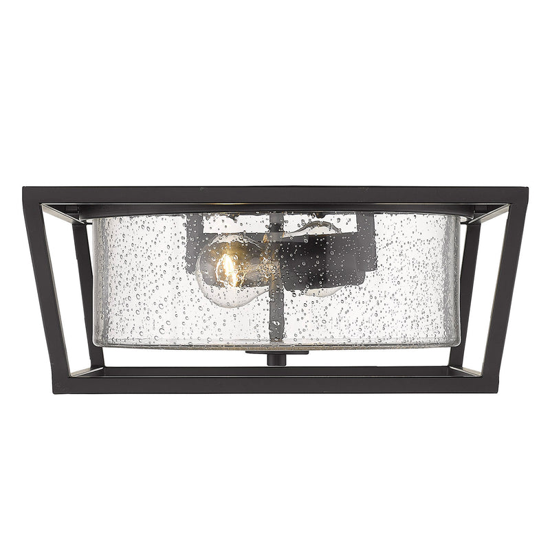 Golden 4309-FM BLK-BLK-SD Two Light Flush Mount, Matte Black