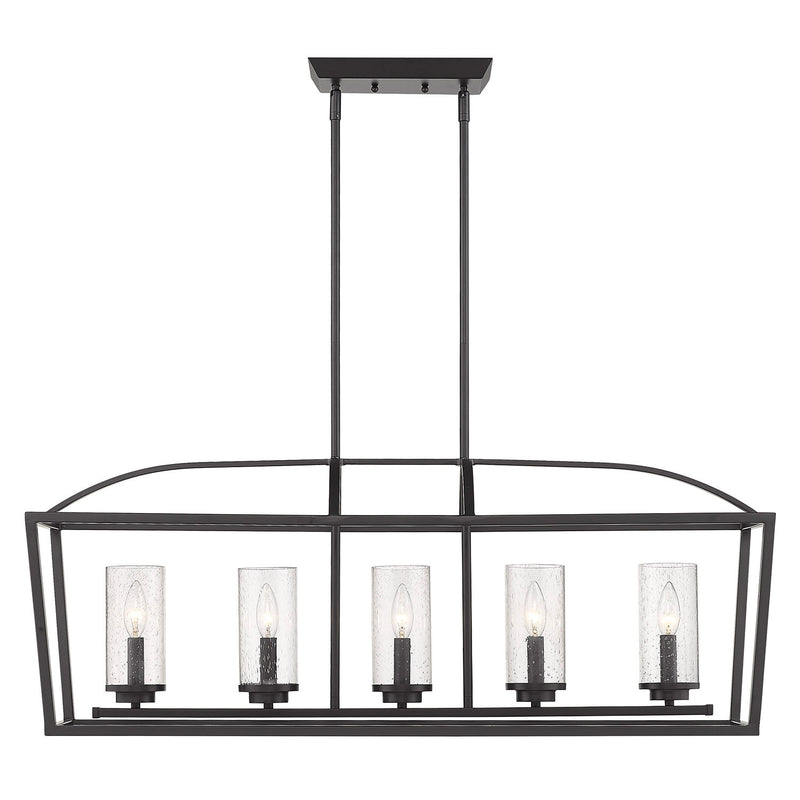 Golden 4309-LP BLK-BLK-SD Five Light Linear Pendant, Matte Black