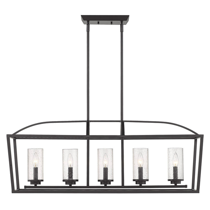 Golden 4309-LP BLK-BLK-SD Five Light Linear Pendant, Matte Black
