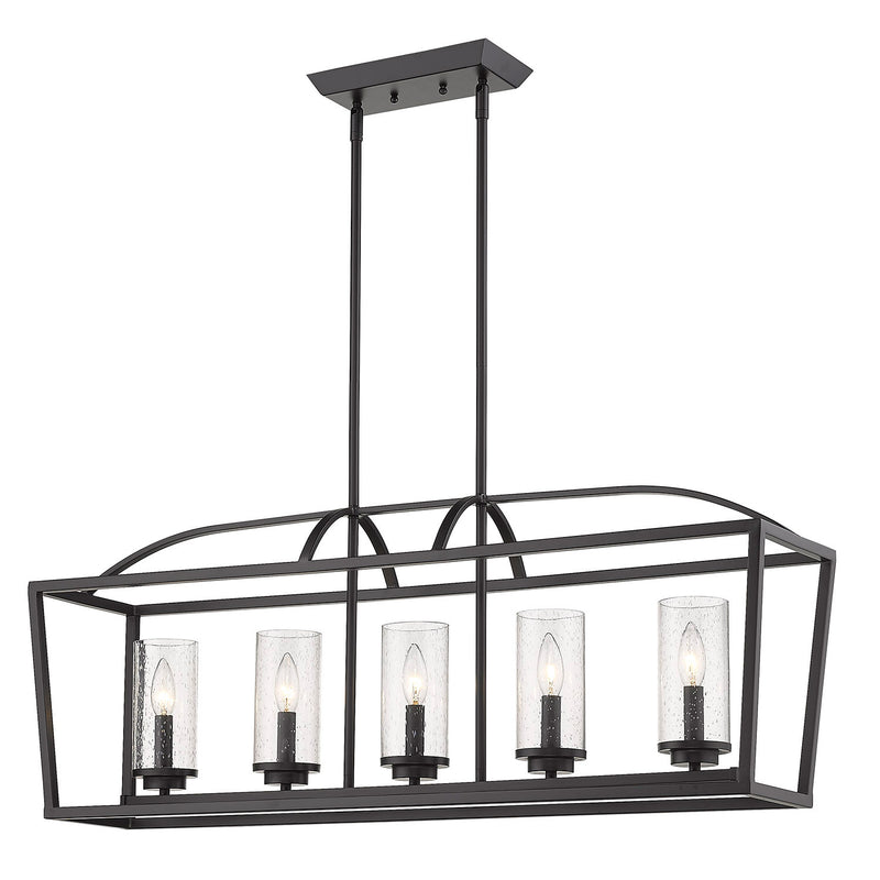 Golden 4309-LP BLK-BLK-SD Five Light Linear Pendant, Matte Black
