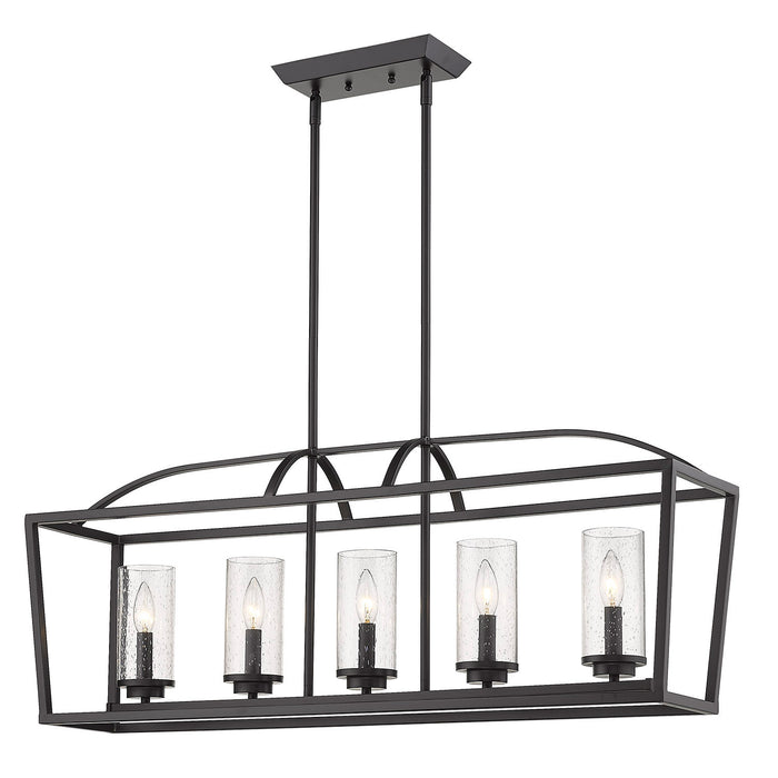 Golden 4309-LP BLK-BLK-SD Five Light Linear Pendant, Matte Black