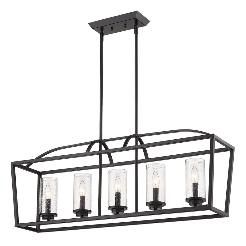 Golden 4309-LP BLK-BLK-SD Five Light Linear Pendant, Matte Black