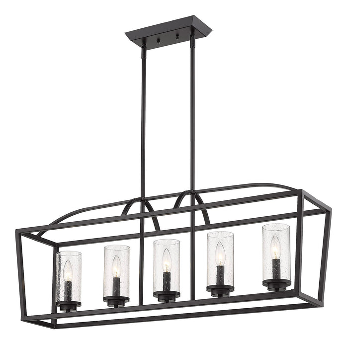 Golden 4309-LP BLK-BLK-SD Five Light Linear Pendant, Matte Black