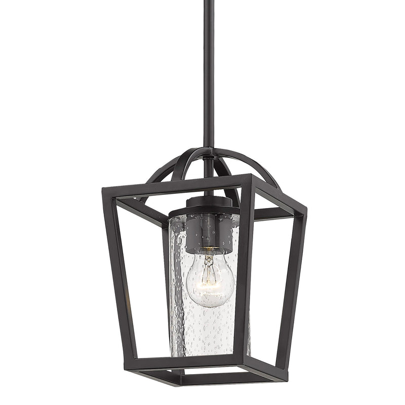 Golden 4309-M1L BLK-BLK-SD One Light Mini Pendant, Matte Black