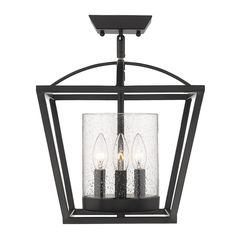 Golden 4309-SF BLK-BLK-SD Three Light Semi-Flush Mount, Matte Black