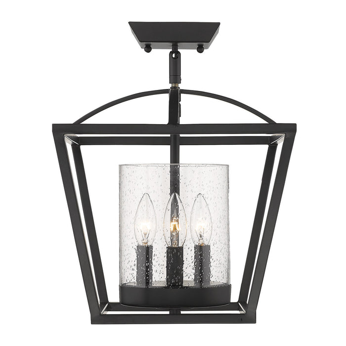 Golden 4309-SF BLK-BLK-SD Three Light Semi-Flush Mount, Matte Black