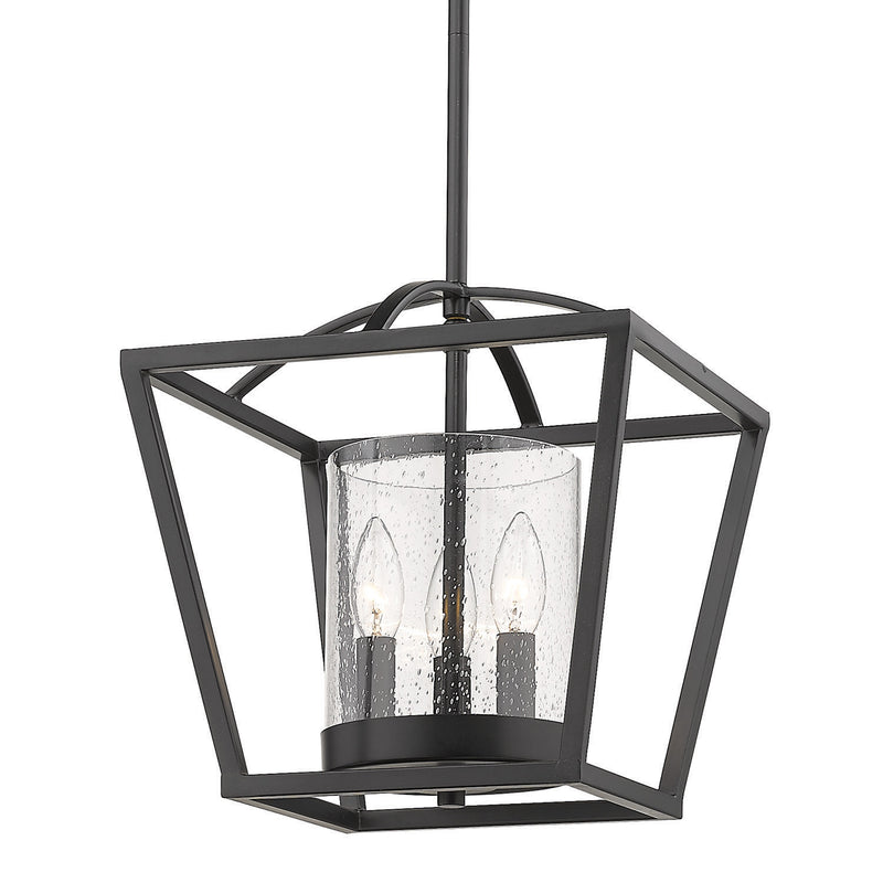 Golden 4309-SF BLK-BLK-SD Three Light Semi-Flush Mount, Matte Black