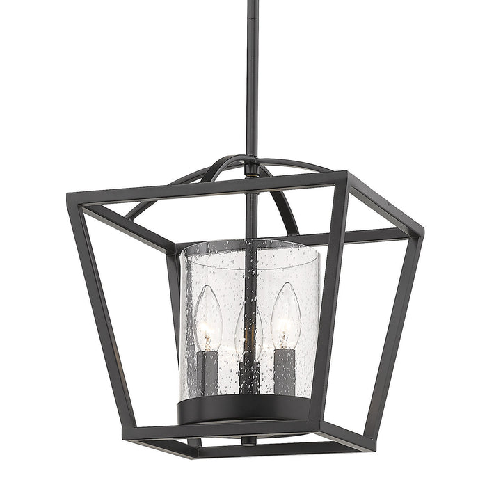Golden 4309-SF BLK-BLK-SD Three Light Semi-Flush Mount, Matte Black