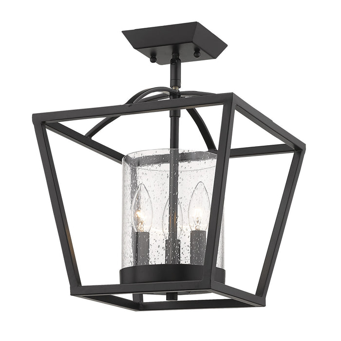 Golden 4309-SF BLK-BLK-SD Three Light Semi-Flush Mount, Matte Black