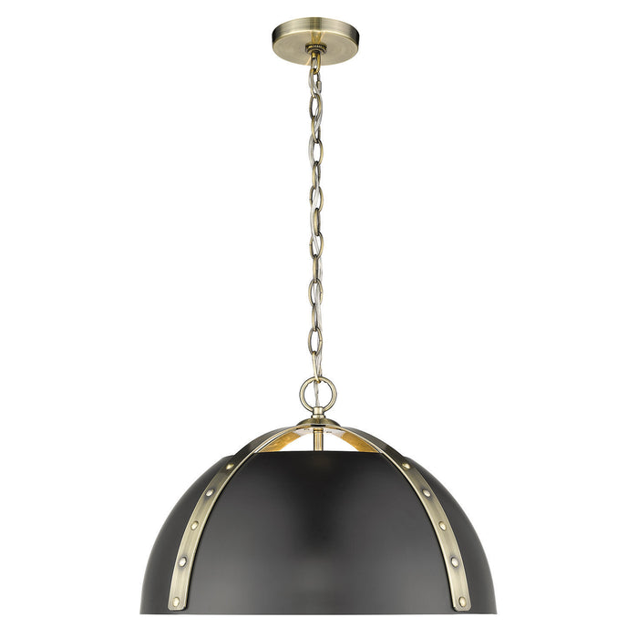 Golden 6928-3P AB-BLK Three Light Pendant, Aged Brass