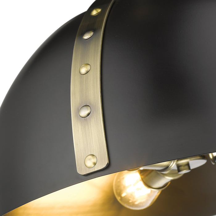 Golden 6928-3P AB-BLK Three Light Pendant, Aged Brass