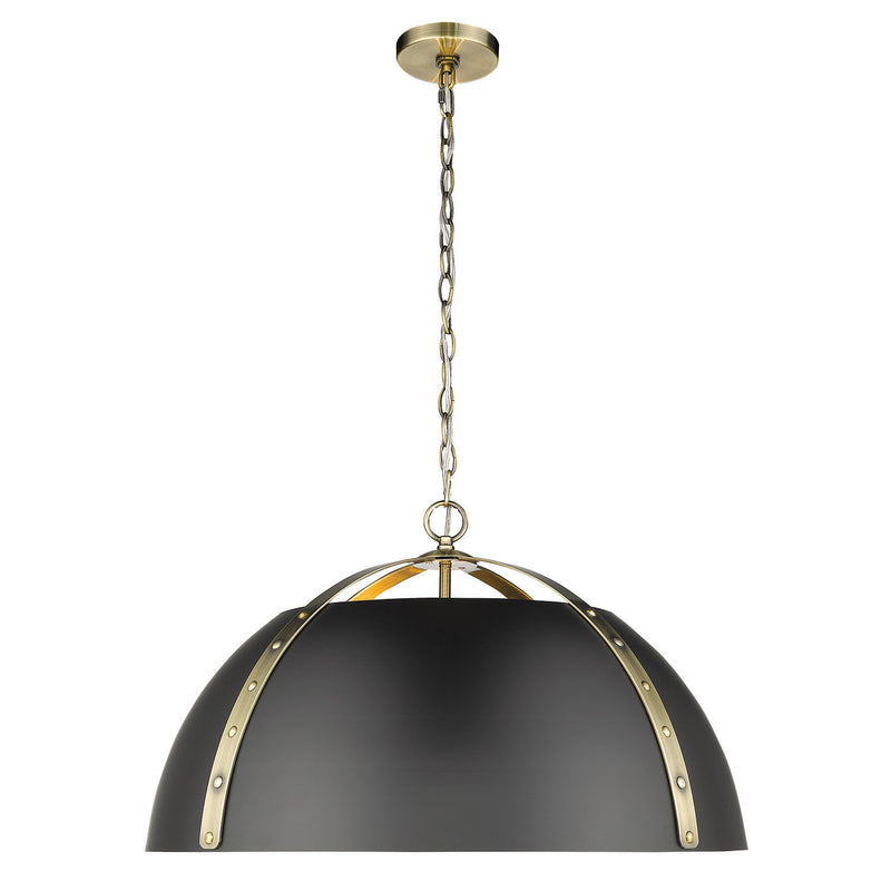 Golden 6928-5P AB-BLK Five Light Pendant, Aged Brass