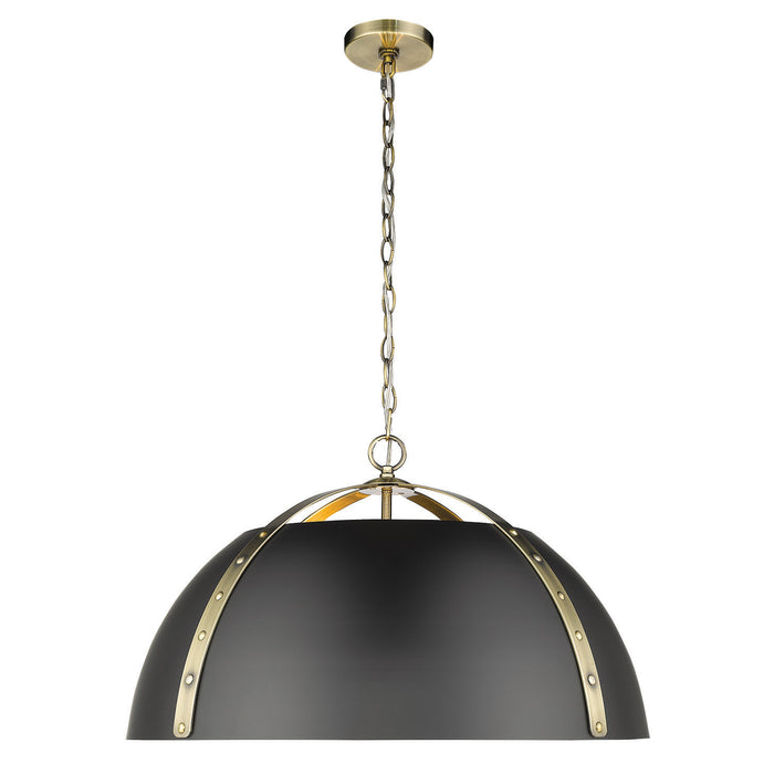 Golden 6928-5P AB-BLK Five Light Pendant, Aged Brass