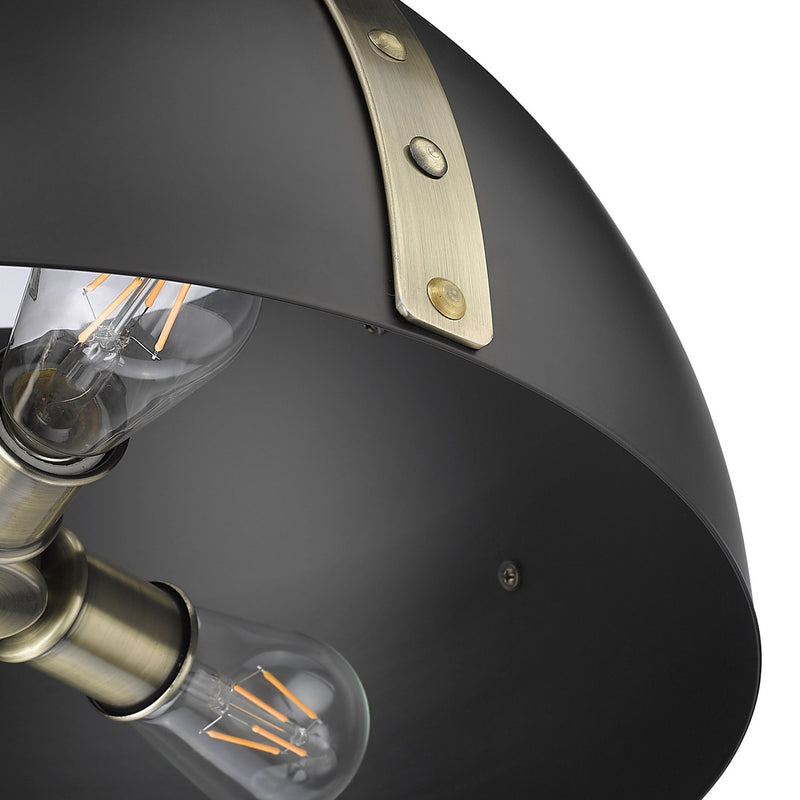 Golden 6928-5P AB-BLK Five Light Pendant, Aged Brass